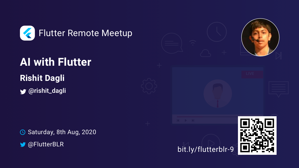 FlutterBLR's tweet image. The next speaker to join us on the 'Flutter Remote Meetup' is @rishit_dagli, who will be talking about the scope of 'AI with Flutter'.
Say hi and get to know him!
Follow this link for more info: bit.ly/flutterblr-9
#flutterblr #flutterverse #flutter