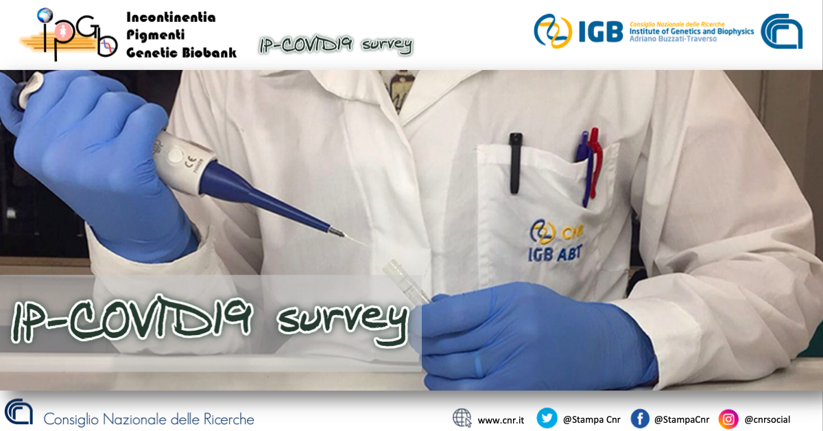 CNR Consiglio Nazionale delle Ricerche (@cnrsocial_) on Twitter photo La <a href="/IpgbCnr/">IPGB-IGBCNR-BBMRI</a> in collaborazione con #IpassiOnlus, lancia l'indagine epidemiologica "Ip-Covid19" su pazienti con #IncontinentiaPigmenti per raccogliere informazioni sullo stato di salute relativamente ai sintomi da #Covid_19
Più informazioni qui👇
cnr.it/it/news/9593
#Cnr_Igb La <a href="/IpgbCnr/">IPGB-IGBCNR-BBMRI</a> in collaborazione con #IpassiOnlus, lancia l'indagine epidemiologica "Ip-Covid19" su pazienti con #IncontinentiaPigmenti per raccogliere informazioni sullo stato di salute relativamente ai sintomi da #Covid_19
Più informazioni qui👇
cnr.it/it/news/9593
#Cnr_Igb