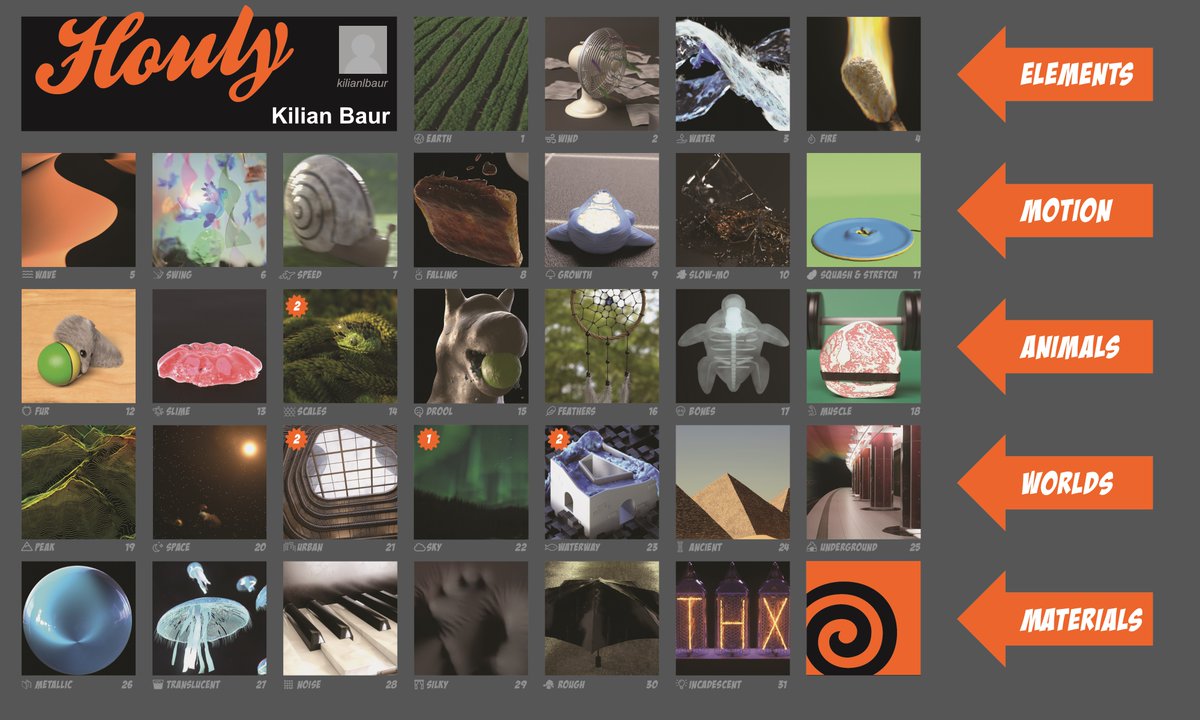 These are all my entries for #houly2020 
They are made with <a href="/sidefx/">SideFX</a> Houdini and <a href="/redshift3d/">redshift3d</a> 
View all videos and images here: artstation.com/artwork/ealYBw 
#dailychallenge #procedural