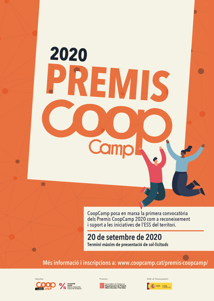 ateneucoopcamp's tweet photo. 🏆 PREMIS | Des de l'@ateneucoopcamp convoquem els #PremisCoopCamp 2020 per recolzar projectes del Camp de Tarragona que han apostat per la innovació o la intercooperació davant el nou context socioeconòmic #COVID19 #cooperatives #ESS #premis
➡️https://t.co/I3abTY5AIk https://t.co/BsssGmKkec