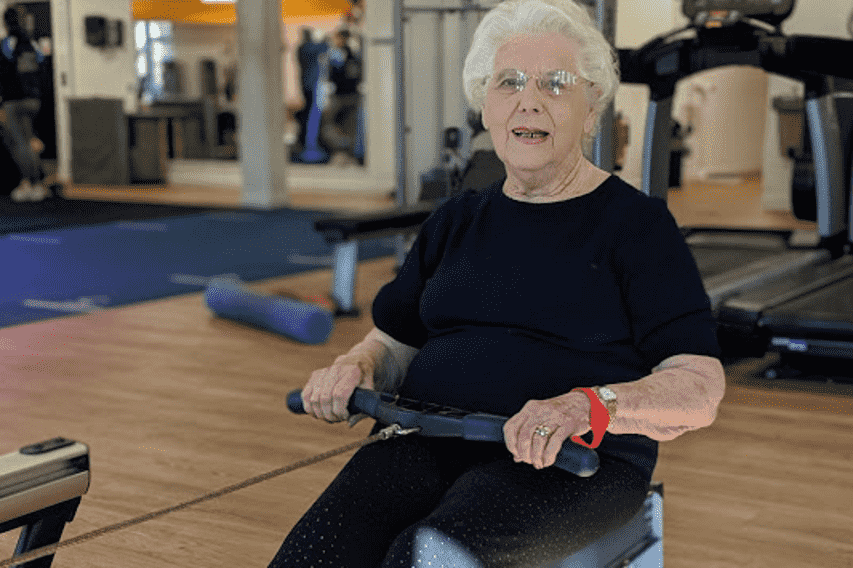 lungtaskforce's tweet photo. Rita is 91 years old and lives in a care home with her husband Eric, who is 100. Rita has Idiopathic Pulmonary Fibrosis (IPF), and shares her story of how exercise is key to living well with a lung condition. Read more: https://t.co/5jgSmPIGax https://t.co/B4w1SR4GtA