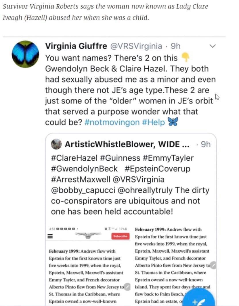 1) It’s time for   #ClareHazell bc:   #Ohio & the years of   #GhislaineMaxwell’s indictment. Didn’t think I’d cover her bc I think we’re all realizing who she is, but man....she.looks.dirty.  #wexner   #ladyiveagh