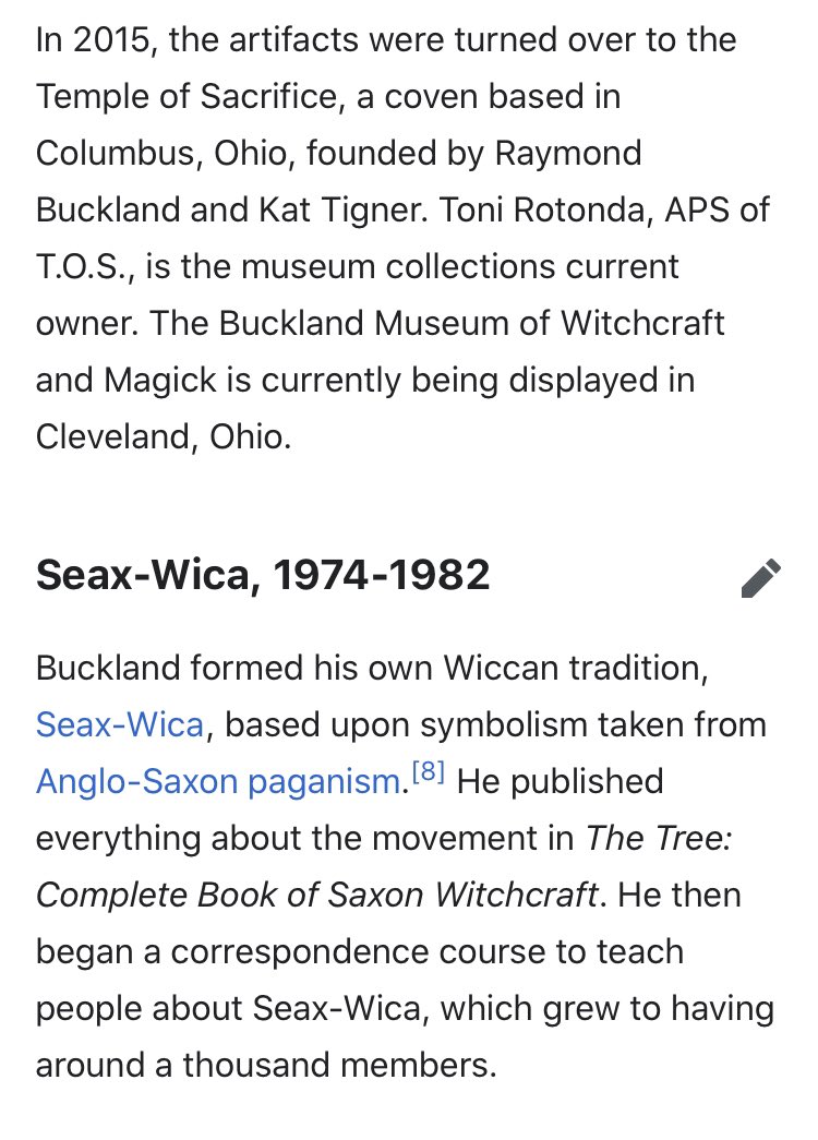 8) Covertly settled in Ohio, then the occult saturation tracks. Helltown, being one of the biggest fre-mas-n states, and Buckland retiring there to open his (still running) witchcraft museum don’t seem as random. It might also explain why Clare was there & married who she did