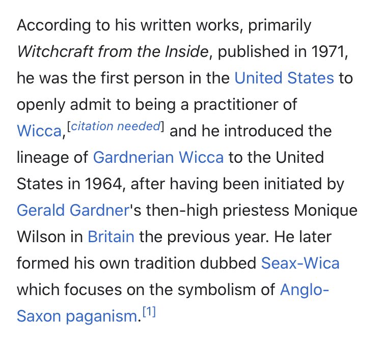 8) Covertly settled in Ohio, then the occult saturation tracks. Helltown, being one of the biggest fre-mas-n states, and Buckland retiring there to open his (still running) witchcraft museum don’t seem as random. It might also explain why Clare was there & married who she did