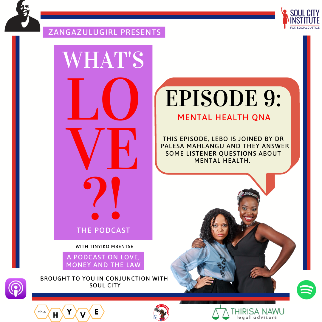 WhatsLove_Pod's tweet photo. Join us in an hours time as @zangazulugirl answers some questions with Dr Mahlangu about Mental Health. 

Just 1hr to go; you can follow the link in bio to listen to the 9th episode of the Podcast.

@ntwanie @NotYetUhuruSA @ThirisaNawu @SoulCity_SA https://t.co/PtIPmPVEbn
