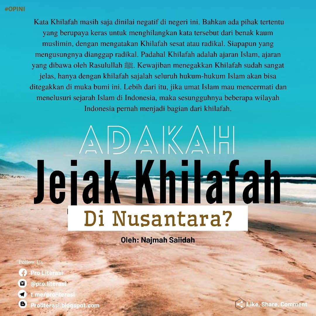 dm_Aslihan's tweet photo. Adakah #JejakKhilafahdiNusantara?
Oleh: Najmah Saiidah

Kata Khilafah masih saja dinilai negatif di negeri ini. Bahkan ada pihak tertentu yang berupaya keras untuk menghilangkan kata tersebut dari benak kaum muslimin, dengan mengatakan Khilafah sesat atau radikal. https://t.co/Gd0x7zXJ9n