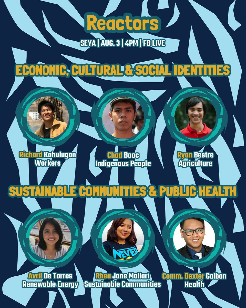 maSEYA2020's tweet photo. Sa gaganaping bersyon ng SONA ng Kabataang Pilipino ukol sa sektor ng Kabataan at Kalikasan, kilalanin ang ating mga tagapagsalita.
SONAgKAISANG MGA KABATAAN PARA SA KALIKASAN: Statement of the Environment & Youth Address 2020
Aug 3, 2020 | FB Live
#SEYA2020
#SONAgKAISA https://t.co/CMgDRPUc8e