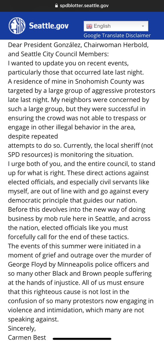 So, as I was saying... Look who just wrote a public letter to city council about protesters doing nothing illegal at all. Strange she didn't mention her neighbors brandishing firearms. And wow, would you look at that, they released it just in time for the 11 o'clock news.