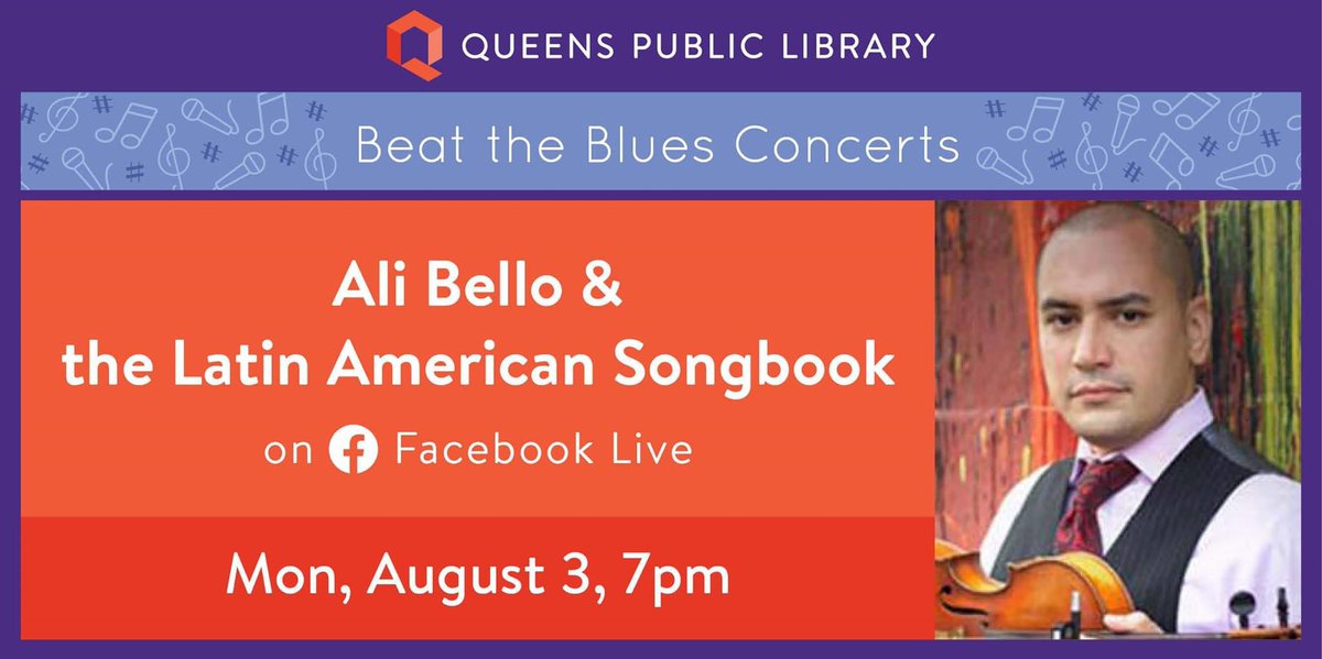 AliBelloMusic's tweet photo. Live streaming!
Mon. Aug. 3rd @ 7:00 to 8:00 pm
Join us...!!!
A summer night of live Latin-American music.
@QPLNYC
@DAddarioOrch
#daddarioorchestral
#kaplanstrings
@CodaBow
@BellaRosins https://t.co/fvOb9XVNeM