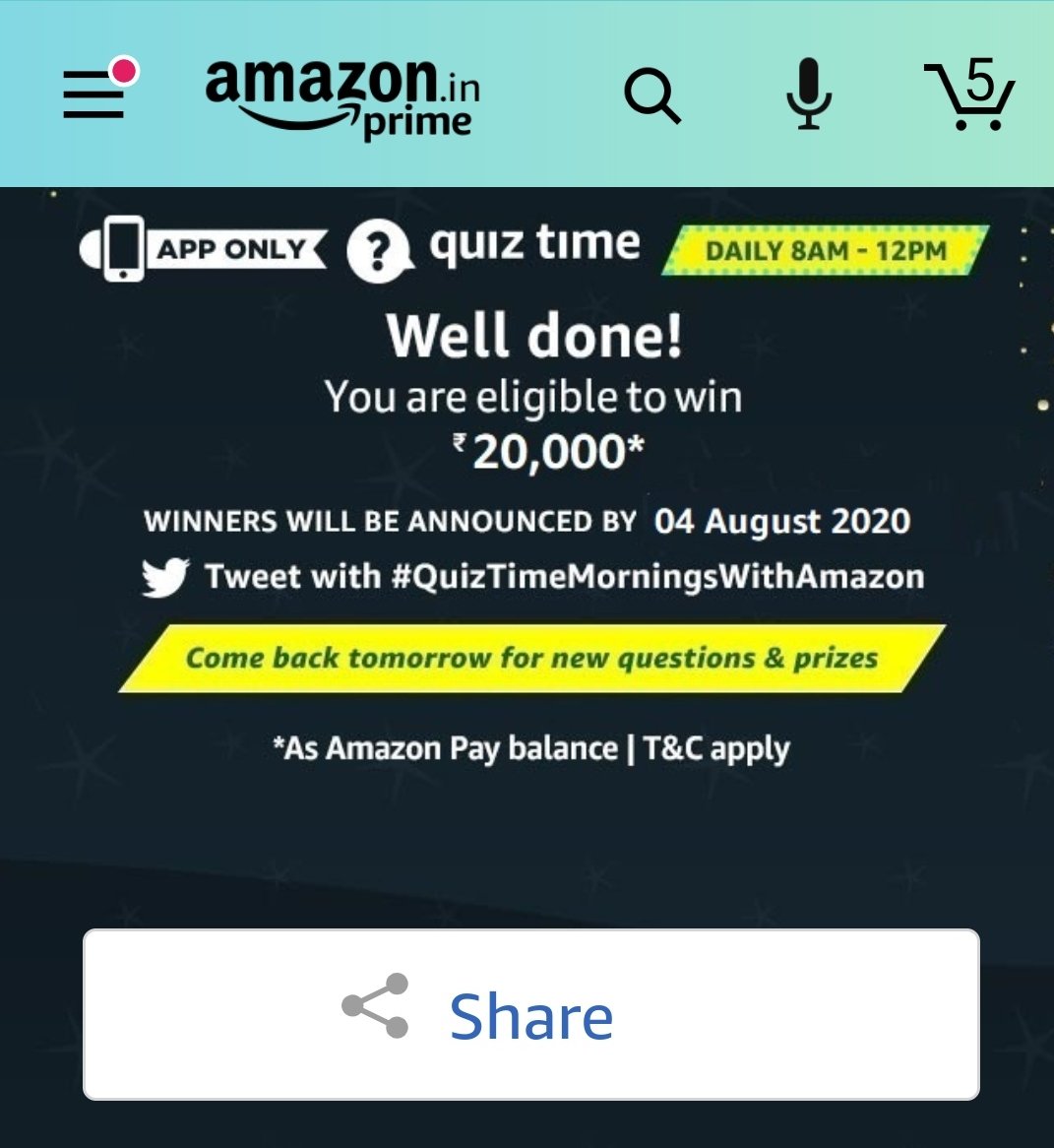 AshishK17623's tweet photo. #QuizTimeMorningsWithAmazon https://t.co/t2b0fggQ5m