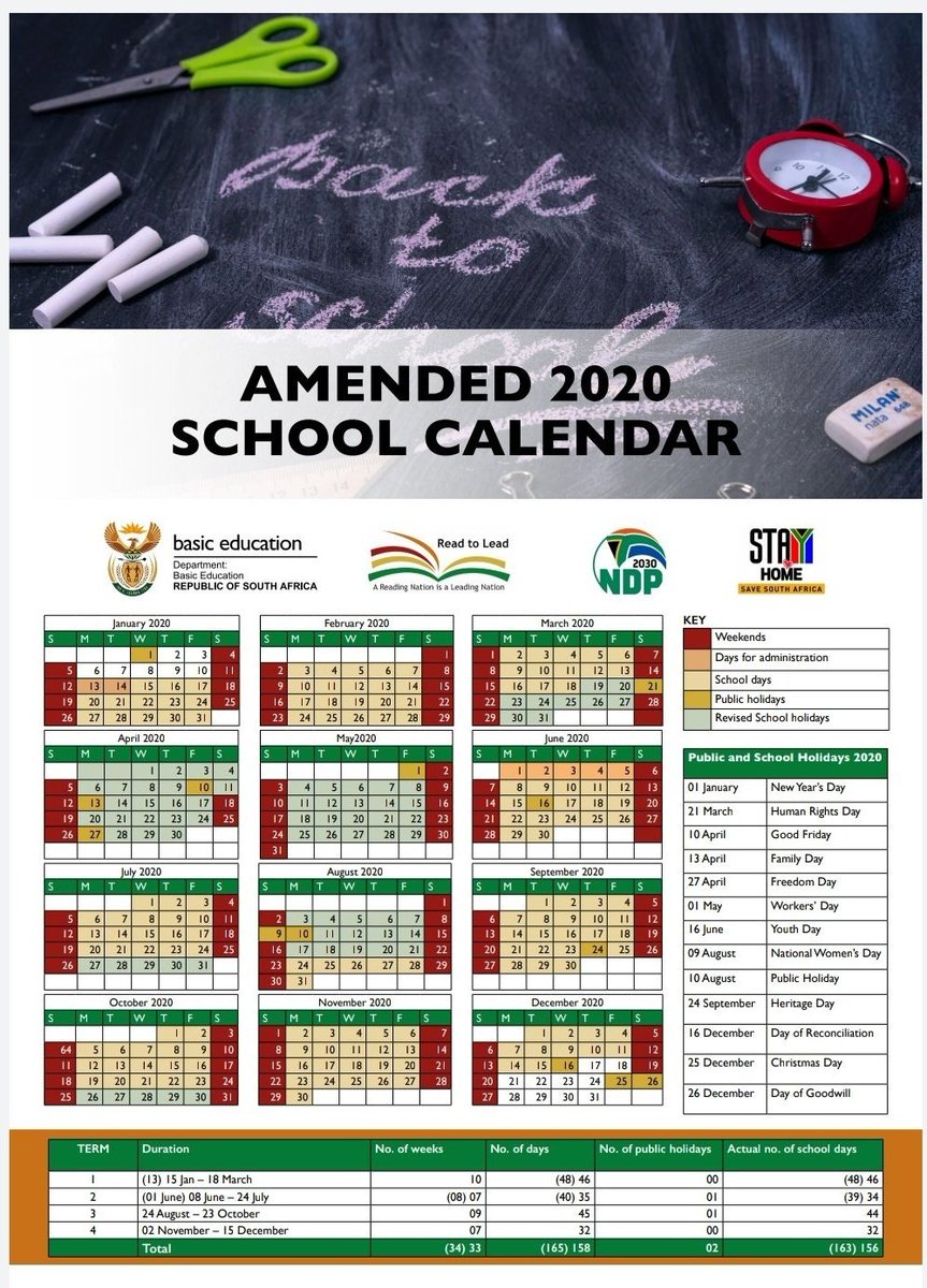 GovernmentZA's tweet photo. The @DBE_SA has released the amended school calendar #BackToSchoolSA https://t.co/M0pQiNdTFS