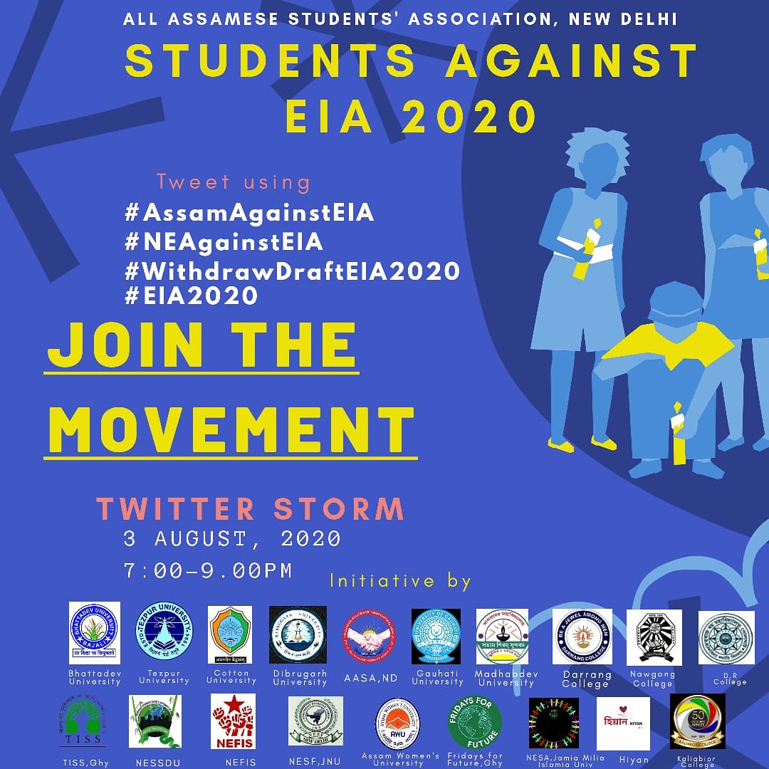 AbhilashaNeog's tweet photo. ❌❌SAY NO TO EIA2020❌❌
Do Join the movement!
 Please take part in the Twitter Storm today at 7pm to 9pm to raise your voice against Draft EIA 2020.
*Use the hashtags*
 #AssamAgainstEIA
 #NEAgainstEIA
 #WithdrawEIADraft2020
 #EIA2020 https://t.co/wa80gf6Dz4