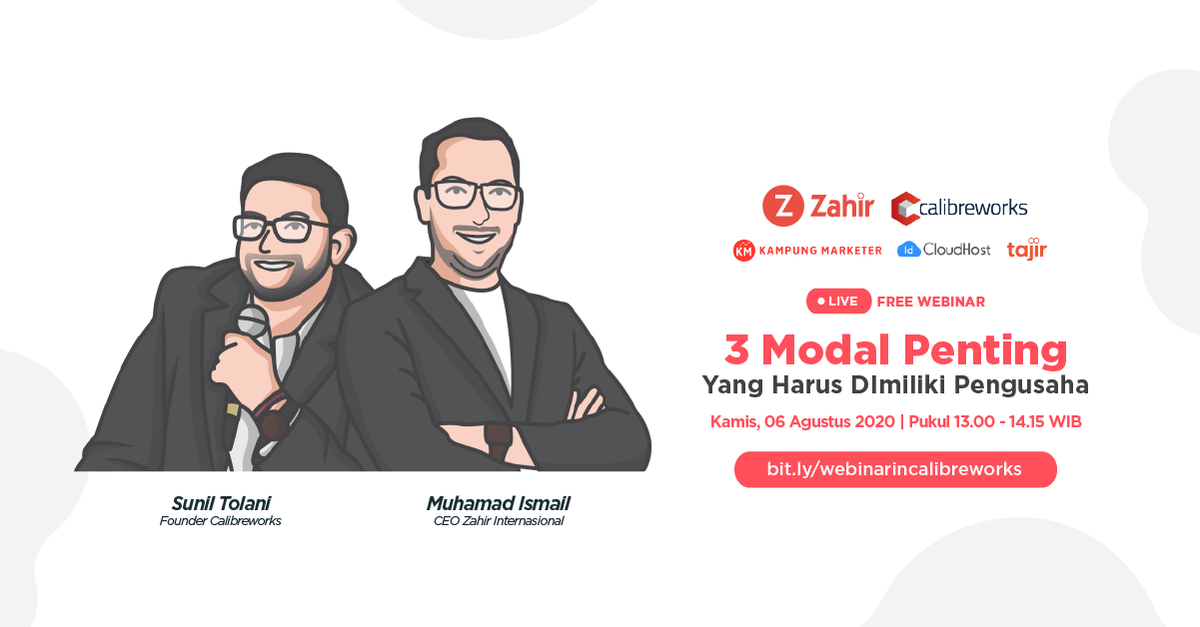 ZahirAccounting's tweet photo. Mau tau pengalaman mempertahankan bisnis ala Sunil Tolani? ikuti webinar Zahir, insyaAllah Kamis, 06 Agustus 2020 pukul 13.00 WIB. Daftarkan diri Anda sekarang juga di >> https://t.co/NBQFEQzPdy https://t.co/6K46whVXWF