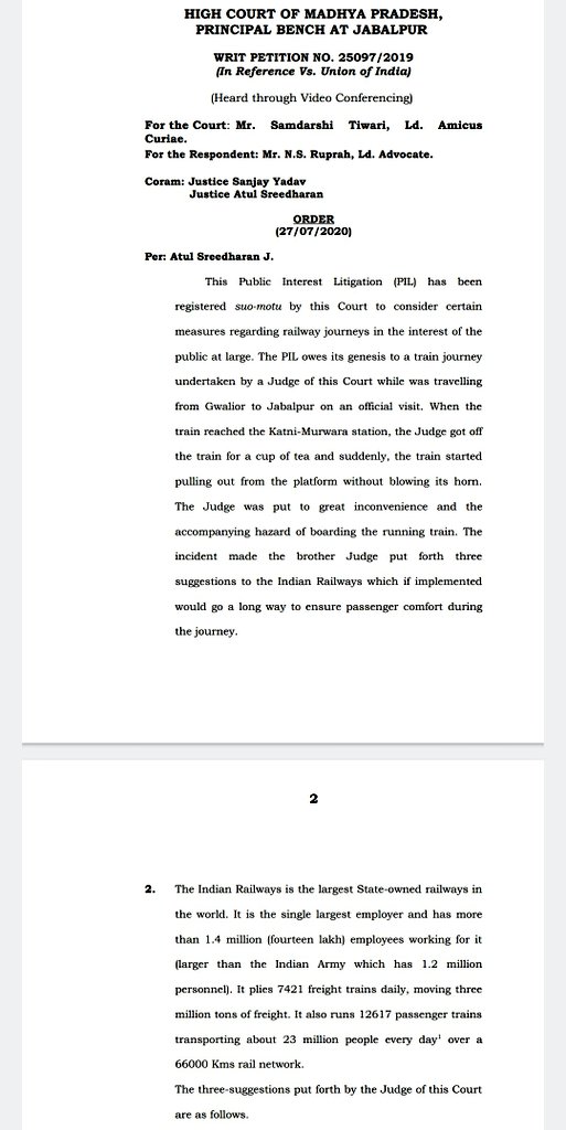 A tale of VVIP entitlement vs accidental entitlement : Get this, a high court judge takes a trains, gets off at a platform where it had stopped and misses to catch it back on time. He then goes and files a PIL in court against the Railways alleging he wasn't warned properly...