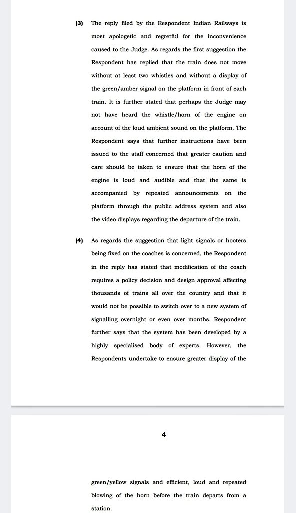 In its reply, railways say sorry but really amplw warnings with signals and horns that are audible enough are given to the passengers before departing. To his other genius suggestions railways says changes in the 167 year old network require policy level decisions...