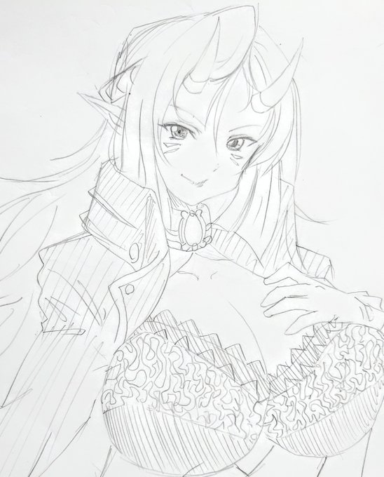 構想中のファンタジー系エロ小説のヒロイン(イメージ)。ちょっと妖艶なお姉さんって感じの魔族。例のごとく巨乳。 