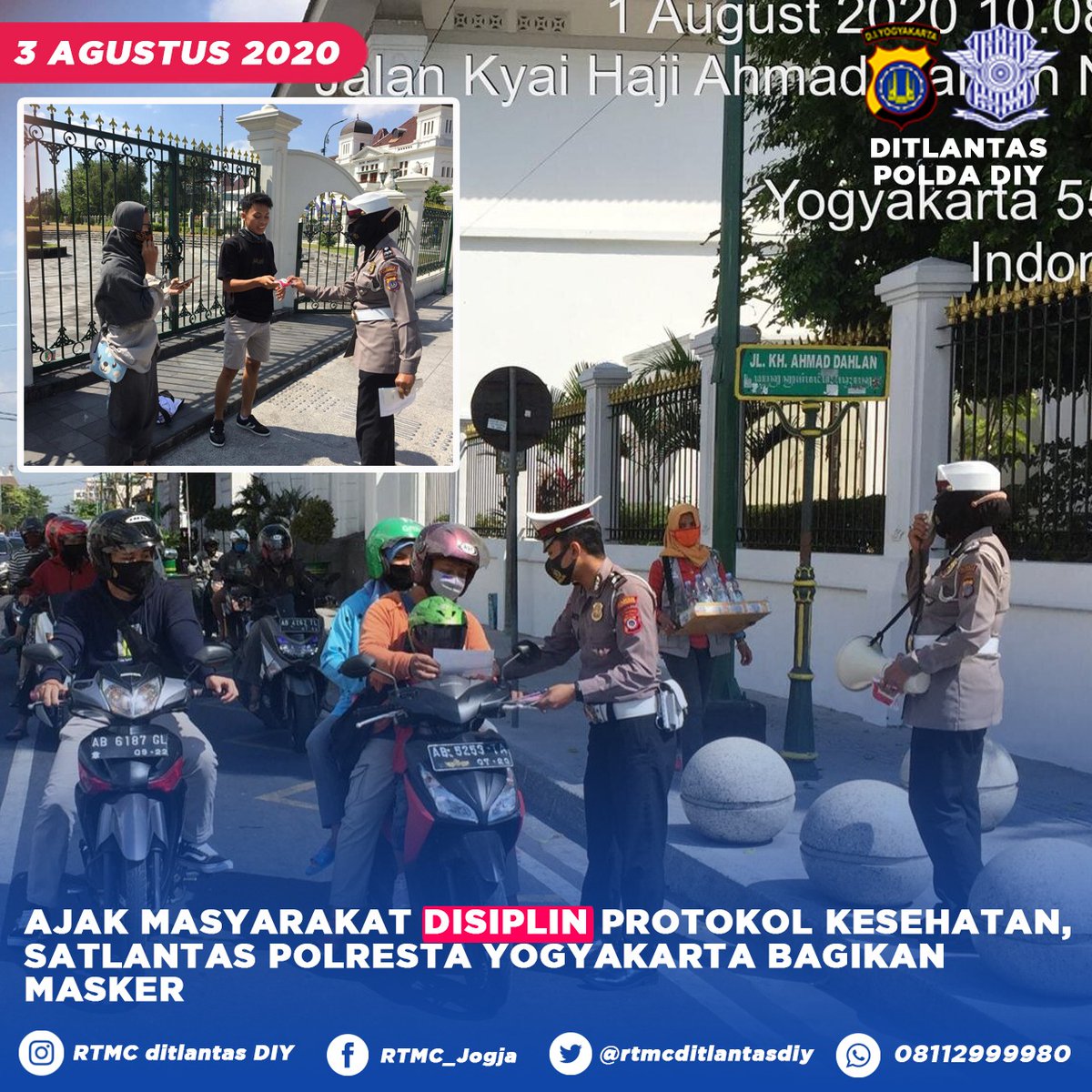 Ajak Masyarakat Disiplin Protokol Kesehatan, Satlantas Polresta Yogyakarta Bagikan Masker

ditlantasdiy.info/2020/08/03/aja…

<a href="/NTMCLantasPolri/">KorlantasPolri.Ntmc</a> <a href="/PoldaJogja/">Polda D.I. Yogyakarta</a>