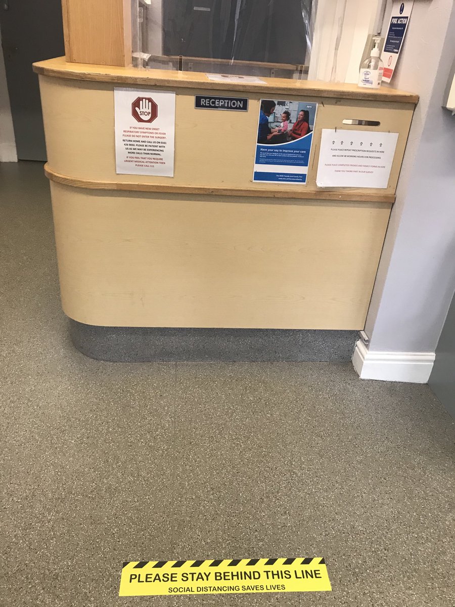 CathNhs's tweet photo. #social distancing in @BracondaleMC. General practice is definitely open and we are seeing and visiting as many patients as we can whilst keeping as everyone safe as we can. #Covid #StaySafe #nhsopen https://t.co/fljR6fdb8p