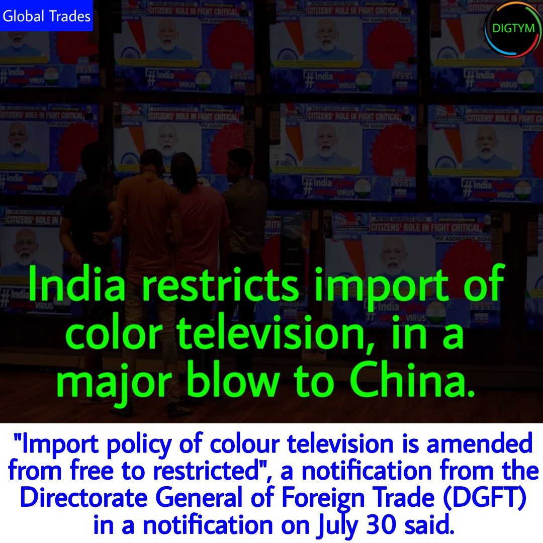 thevickyshaurya's tweet photo. India restricts import of color television, in a major blow to China.
#India #colortelevision #BreakingNews #news #import #television #DGFT #dailyupdate #dailynews #businessnews #globalbusiness #globalnews #globaltrades #Digtym https://t.co/NiEzw3XOgI