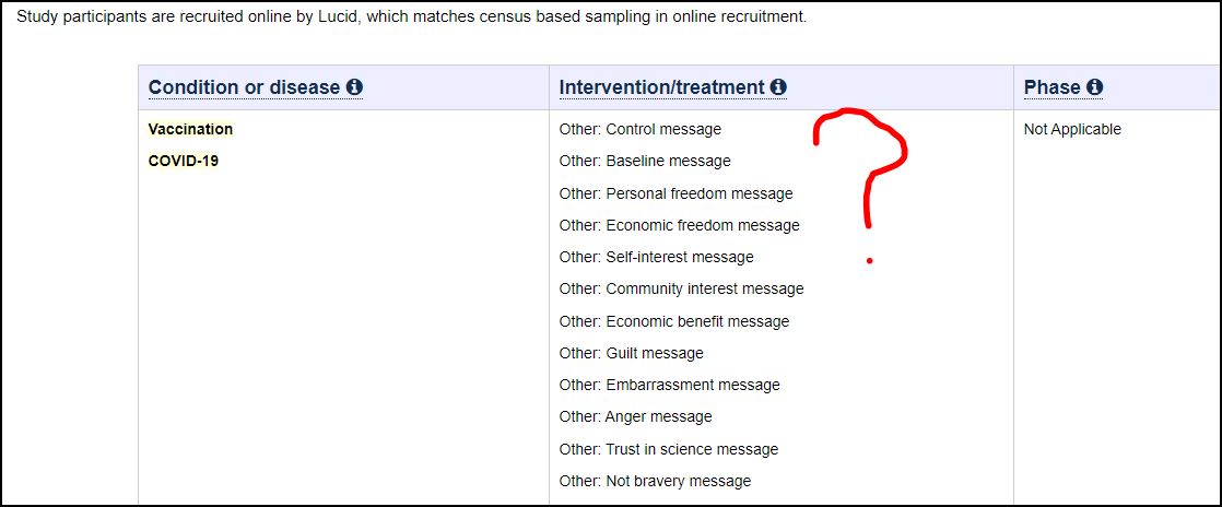 MaryamHenein's tweet photo. Retweet! 

Persuasive Messages for #COVID19 #Vaccine Uptake: a Randomized Controlled Trial, Part 1

Why so much time and money spent on twisting an arm, forcing this down our throat. A marketing study?

https://t.co/hZxVfub2h4 https://t.co/XhiaocCXhF