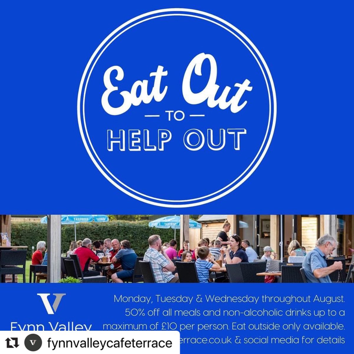 Starting today.... we are part of the Eat Out to Help Out Scheme. Full details and menu here: fynnvalleyterrace.co.uk/eatouttohelpout
