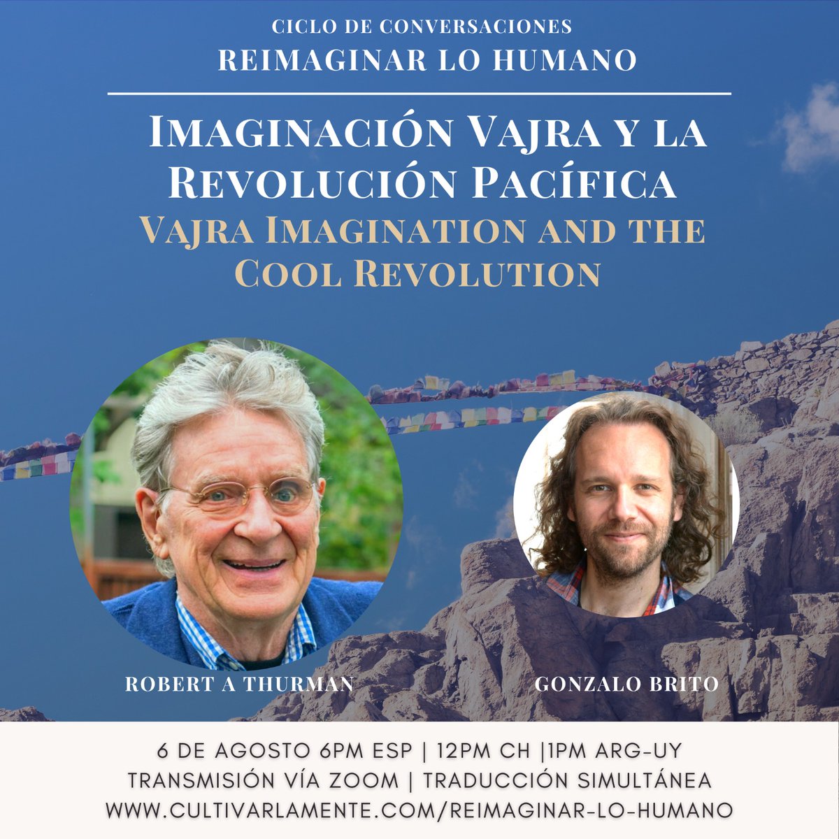 **Bilingual event - Evento Bilingue**
Robert Thurman in Conversation: "Vajra Imagination and the Cool Revolution.
"La Imaginación Vajra y la Revolución Pacífica".
Via Zoom in English (traducción simultánea al español). form.jotform.com/seidosan/rober…