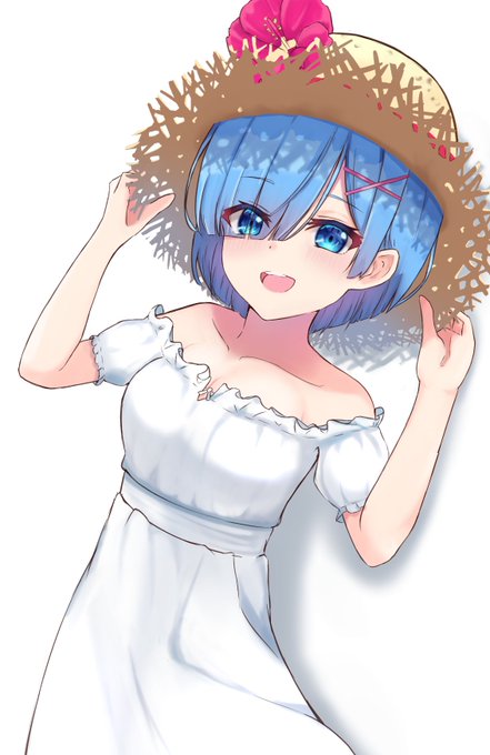 夏の日のレムちゃん✨
「この帽子どうですか?」
#リゼロ 