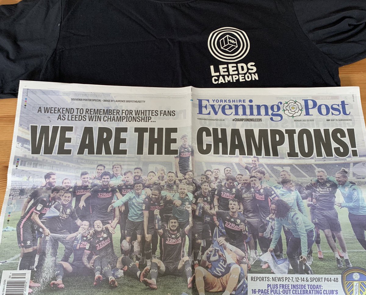 11tomcull's tweet photo. Weekend at work but things were improved by deliveries of @TheSquareBall campeon tee, @LeedsNews champions special and catching a glimpse of the #bronzedbielsa #lufc https://t.co/sTSDPh941M