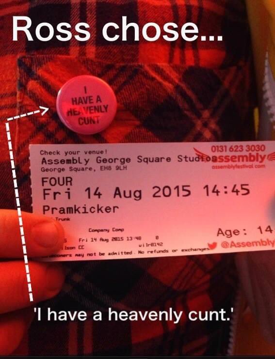 oldtrunktheatre's tweet photo. Oh man! We miss Edinburgh! We miss fringe madness! We miss doing shows then drinking afterwards! We miss getting quote badges made &amp; seeing who picks what! 

#pramkicker #edinburgh #edinburghfringe #badges #play #fringe #theatre #sadiehasler #sarahmsyhew https://t.co/xJrbc3H9W7
