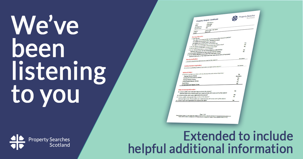 <a href="/PS_Scotland/">PROPERTY SEARCHES SCOTLAND 🏴󠁧󠁢󠁳󠁣󠁴󠁿</a>  are delighted to announce that our new Property Enquiry Certificate launches TODAY! 

Please contact a member of our team for more information on these unique and innovative features on 0141 221 8884 #WeMakeTimeForYou
