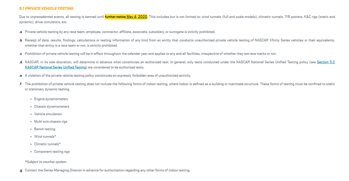 Here is the entire policy for private vehicle testing. In this case, subsection b is most relevant.