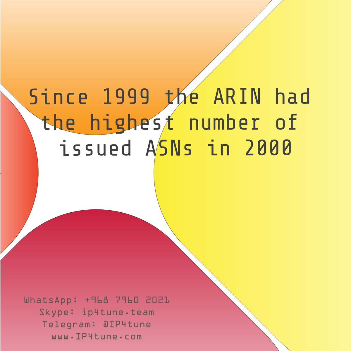 ip4tune's tweet image. Since 1999 the most ASNs were issued in 2000. 
In 2000 the ARIN issued 2,901 ANSs.
#RIPENCC #ARIN #APNIC #LACNIC #IPv4 #IP4tune