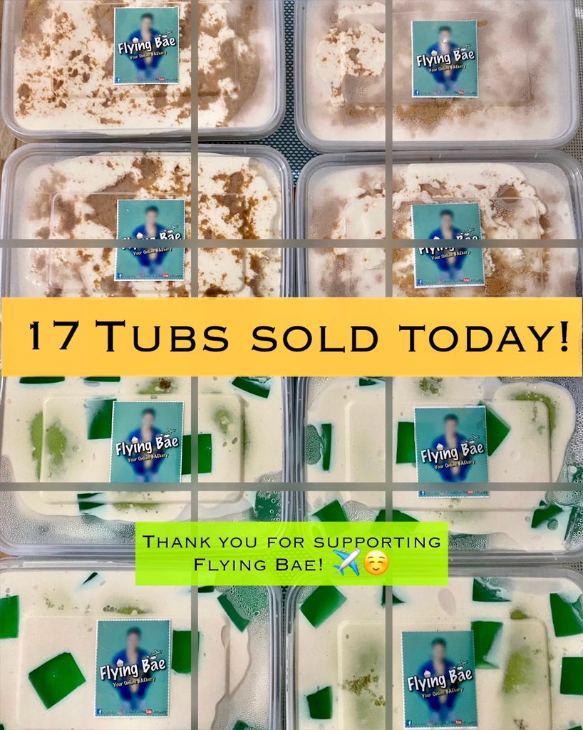 mike_quinzon's tweet photo. 17 Tubs Sold today! π
Thank you guys for supporting my small business na Flying Bae βοΈπ
#SupportLocal
#FlyingBae
#ThankYouLord https://t.co/rpNHACmvW0