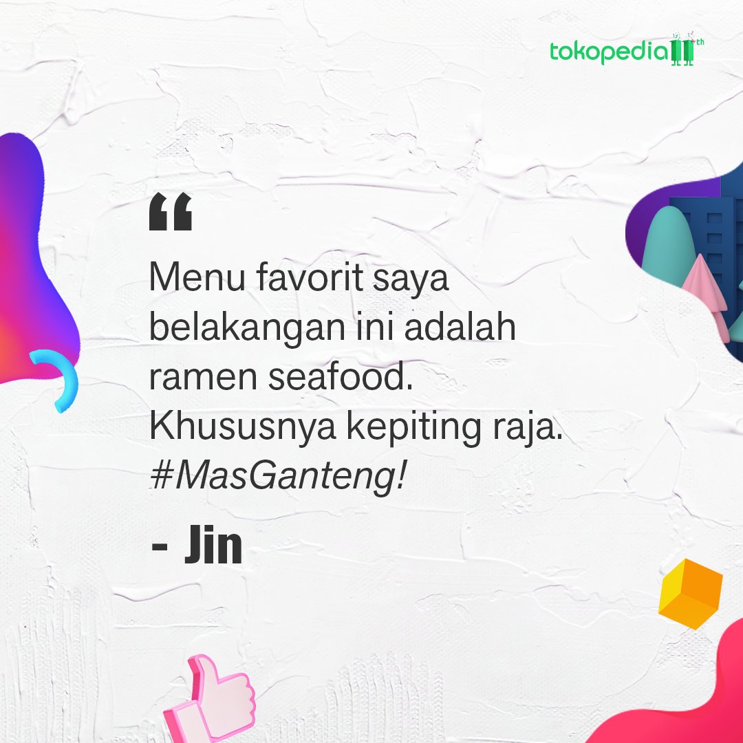 tokopedia's tweet photo. Siapa yang punya menu favorit yang sama kayak #MasGanteng nih? Hehe... Ini salah satu momen favorit mimin dari interview #BTSdiTokopediaWIB nih! 💜 https://t.co/q9pRQ6nayU