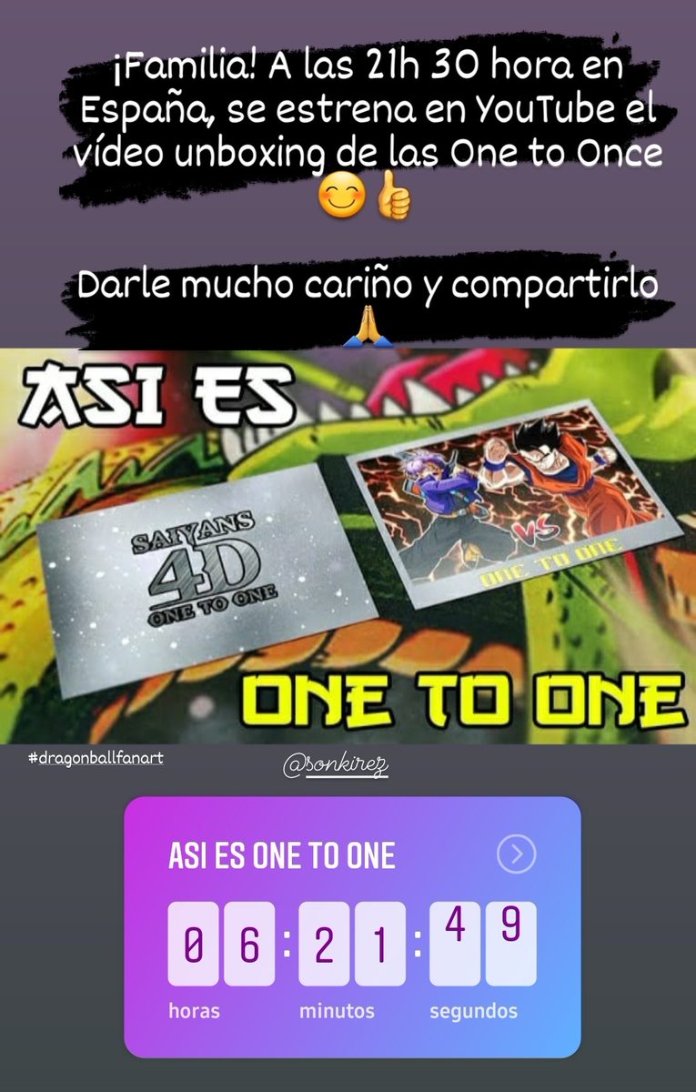 21:30h se estrena unboxing en YouTube de las ONE TO ONE😊👍