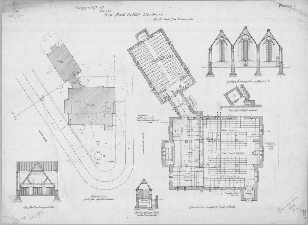 Not all plans are successful. This proposed design for a church for the West Shore district of  #Llandudno was produced by North in 1910 and submitted as an entry for an architectural competition. Richard Beckett designed the winning entry.  https://coflein.gov.uk/en/archive/6023693/details/504 #PlannersDay