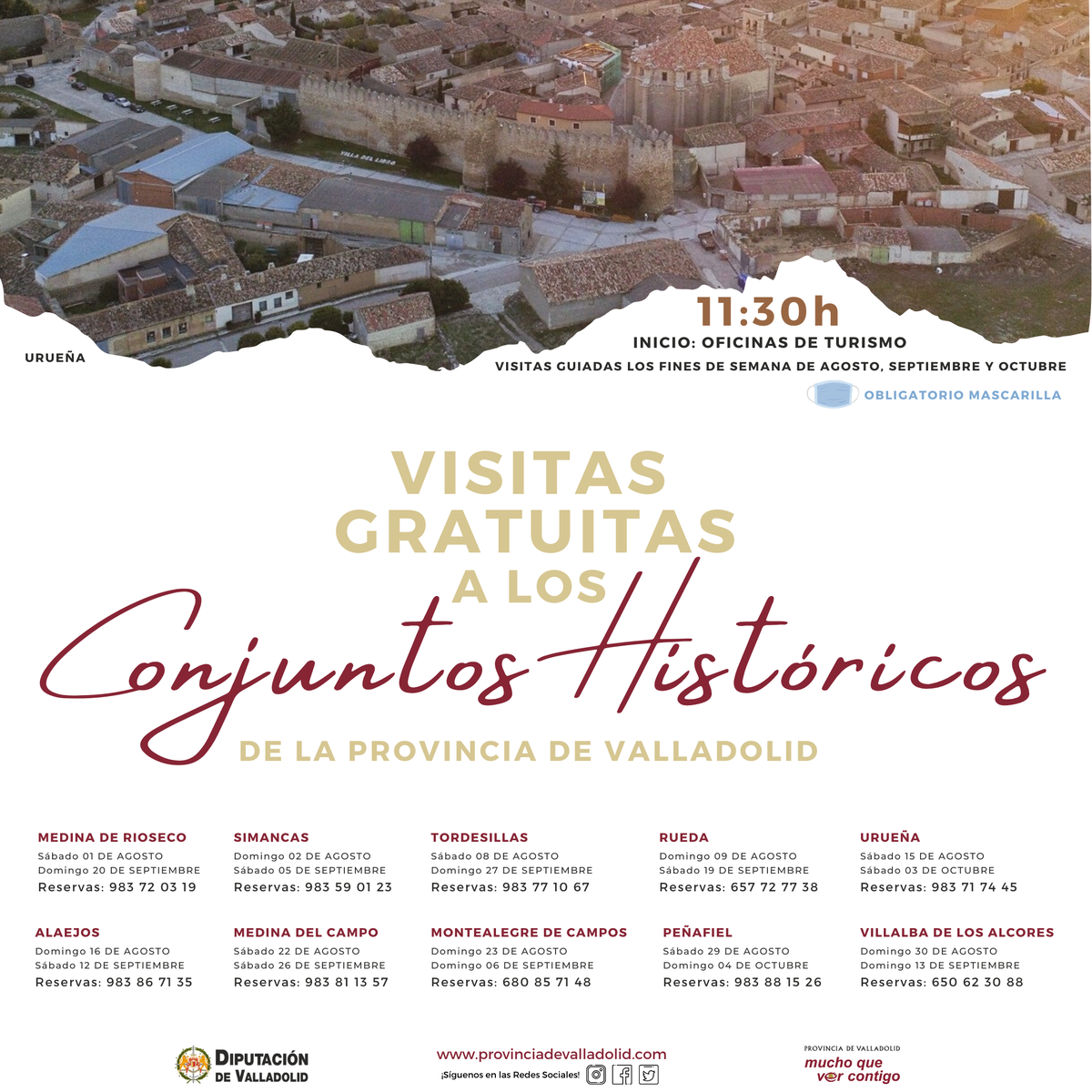 turvalladolid's tweet photo. Los fines de semana de agosto, septiembre y octubre, disfruta de visitas guiadas a los conjuntos históricos de la provincia de Valladolid. Toda la información sobre horarios, reservas y normas sanitarias en https://t.co/z79qaL2GGG https://t.co/JlHhJMX36A