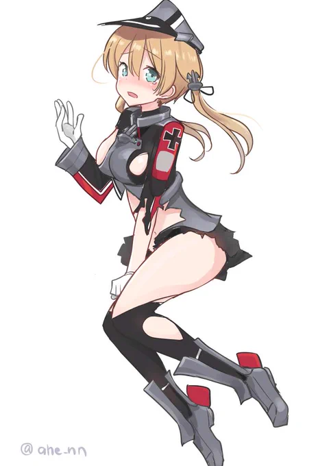 迅鯨っぽい中破するオイゲンさん 