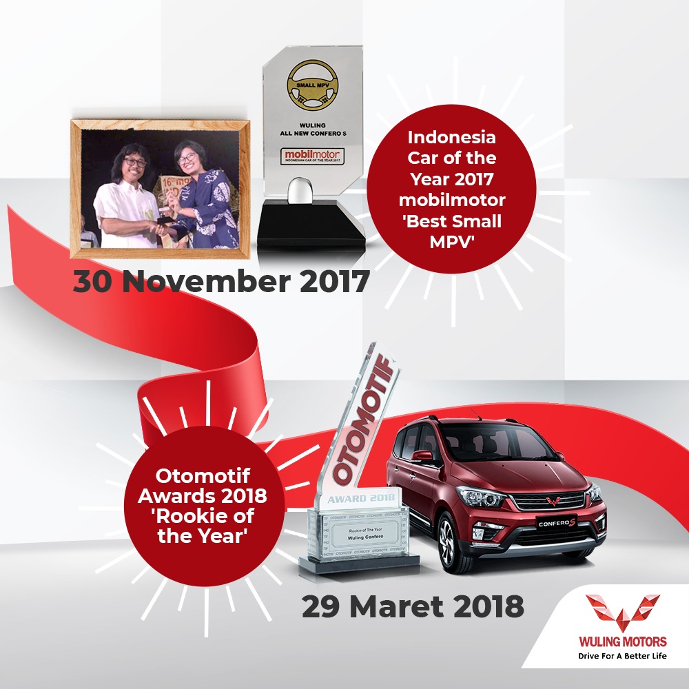 WulingMotorsID's tweet photo. #WulingMotors #ConferoS mendapatkan penghargaan "Best Small MPV" Indonesian Car of the Year 2017, "Rookie of the Year" Otomotif Awards 2018 dan "Best Value For Money" Indonesian Car of the Year 2018. (3)

#DriveForABetterLife #Confero3rdAnniversary https://t.co/MIiYbsrTEr