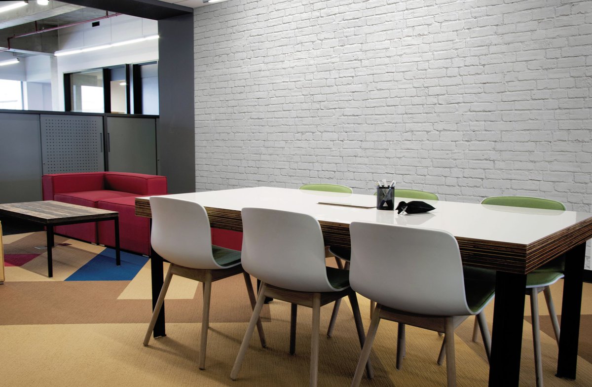 A #brick #wall is the quintessence of a loft style in interiors. The most popular is, of course, classic red brick,  Our Wallmotion brick #wallcoverings (digital print on a vinyl wallpaper) have a lifelike pattern, durable colour, but also the texture of a real brick. #Muraspec