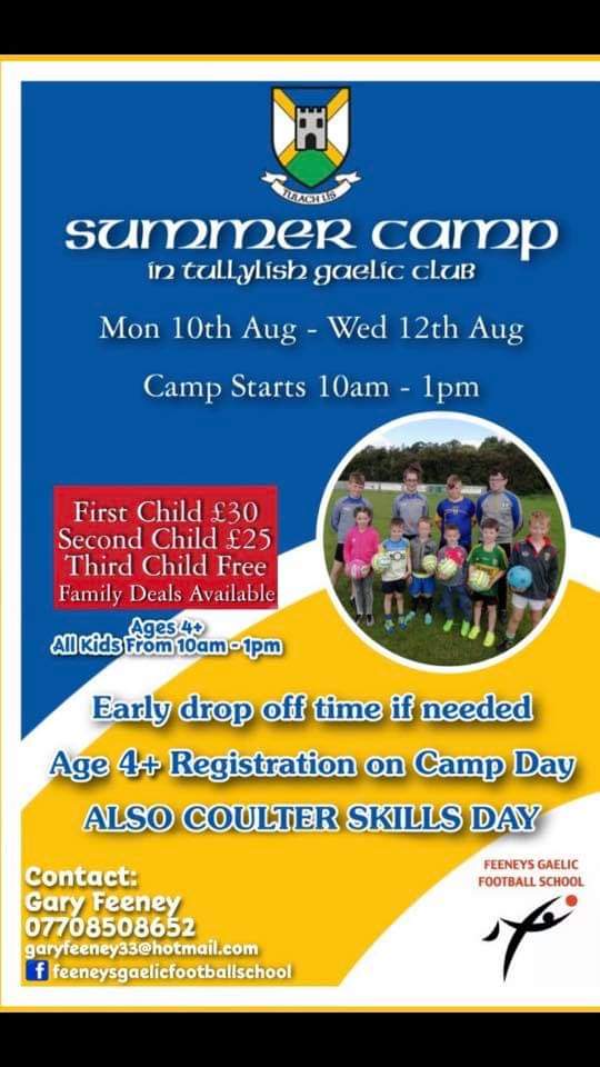 ❗❗Competition time ❗❗
🏐🏐🏐🏐🏐🏐🏐🏐🏐🏐🏐🏐
We are giving away a place at our camp next week <a href="/tullylishgaa/">Tullylish GAC</a> for your chance to win like this post and  retweet ❤🐦 
Winner will be announced Sunday good luck everyone 
<a href="/stjohnsgilford/">St. John's P.S</a> <a href="/StFinnis/">St. Michael’s P.S, Finnis</a> <a href="/ClannnaBannaCLG/">Clann na Banna CLG</a> <a href="/Aghaderg_BV/">Aghaderg GAC & Ballyvarley HC</a>