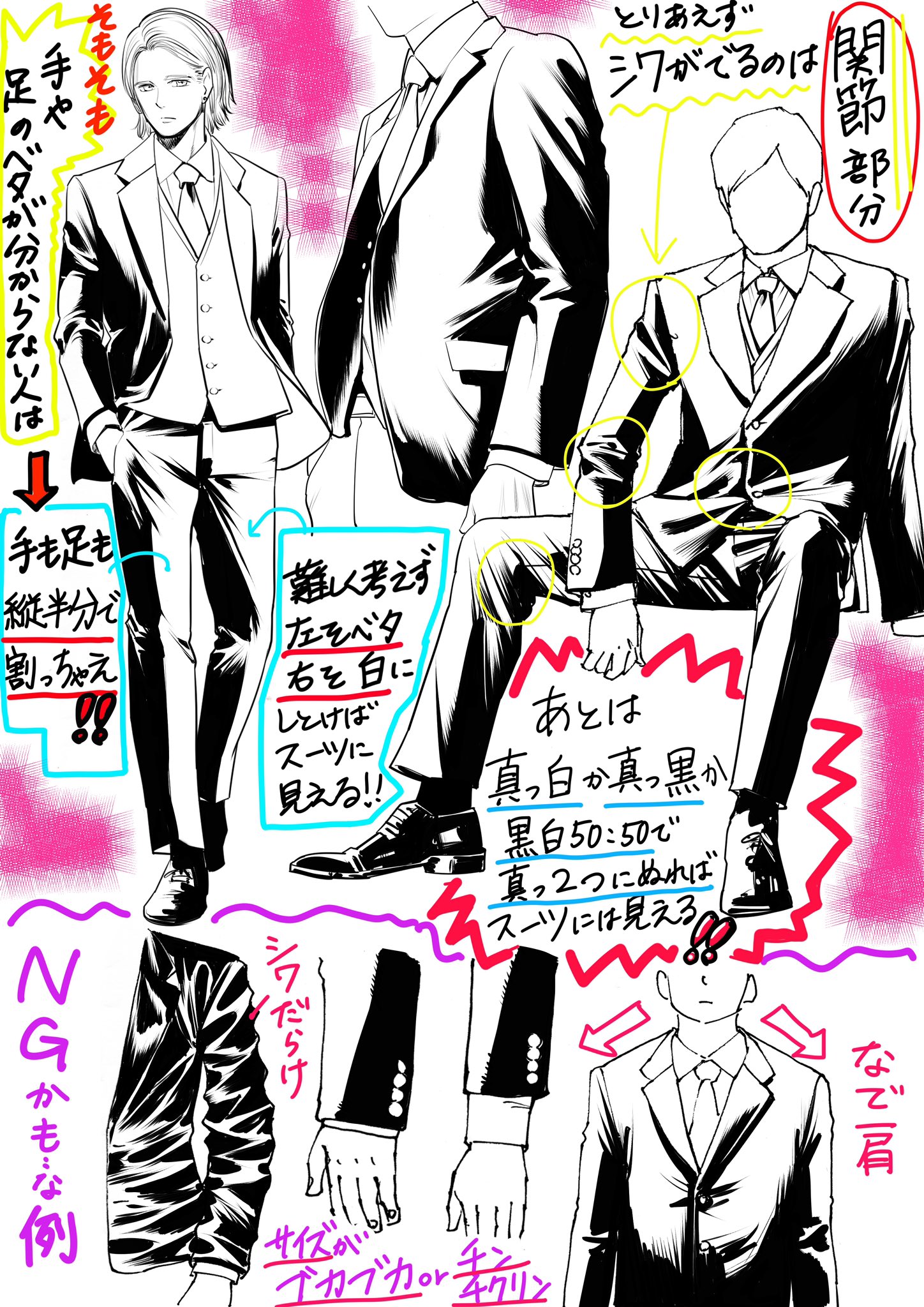 吉村拓也 イラスト講座 スーツの黒ツヤが描けないときのコツ T Co Axey98zogu Twitter