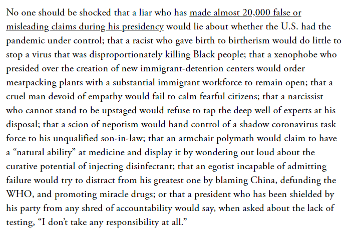 I am so grateful to <a href="/edyong209/">Ed Yong is not here</a> for this incredible and razor-sharp piece of work, but also to his editors for allowing this ONE SENTENCE TO RULE THEM ALL that had me punching the air and gasping for breath:  theatlantic.com/magazine/archi…