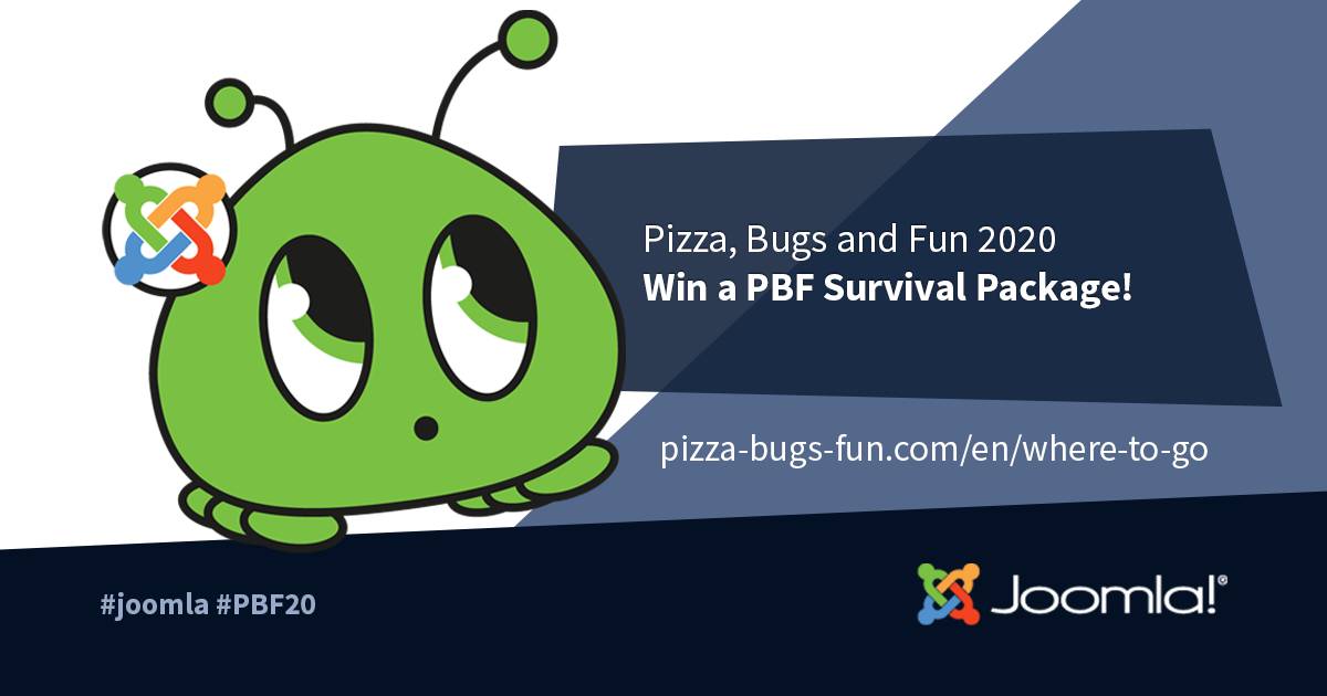 joomla's tweet image. Pizza, Bugs &amp;amp; Fun - our online event
A little bit different this year since we can&apos;t hold an offline PBF so we&apos;re going online! And you can win a PBF survival kit. More information in our blog:
#Joomla #PBF20 #community #opensource
pizza-bugs-fun.com