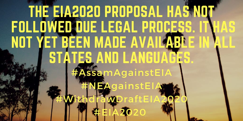 KonwarArunima's tweet photo. EIA 2020 exempts public consultation for construction &amp; area development projects, inland waterways, national highways among others. This is recipe for disaster! @moefcc @PrakashJavdekar #AssamAgainstEIA #WithdrawDraftEIA2020 https://t.co/dLm1aTs72H
