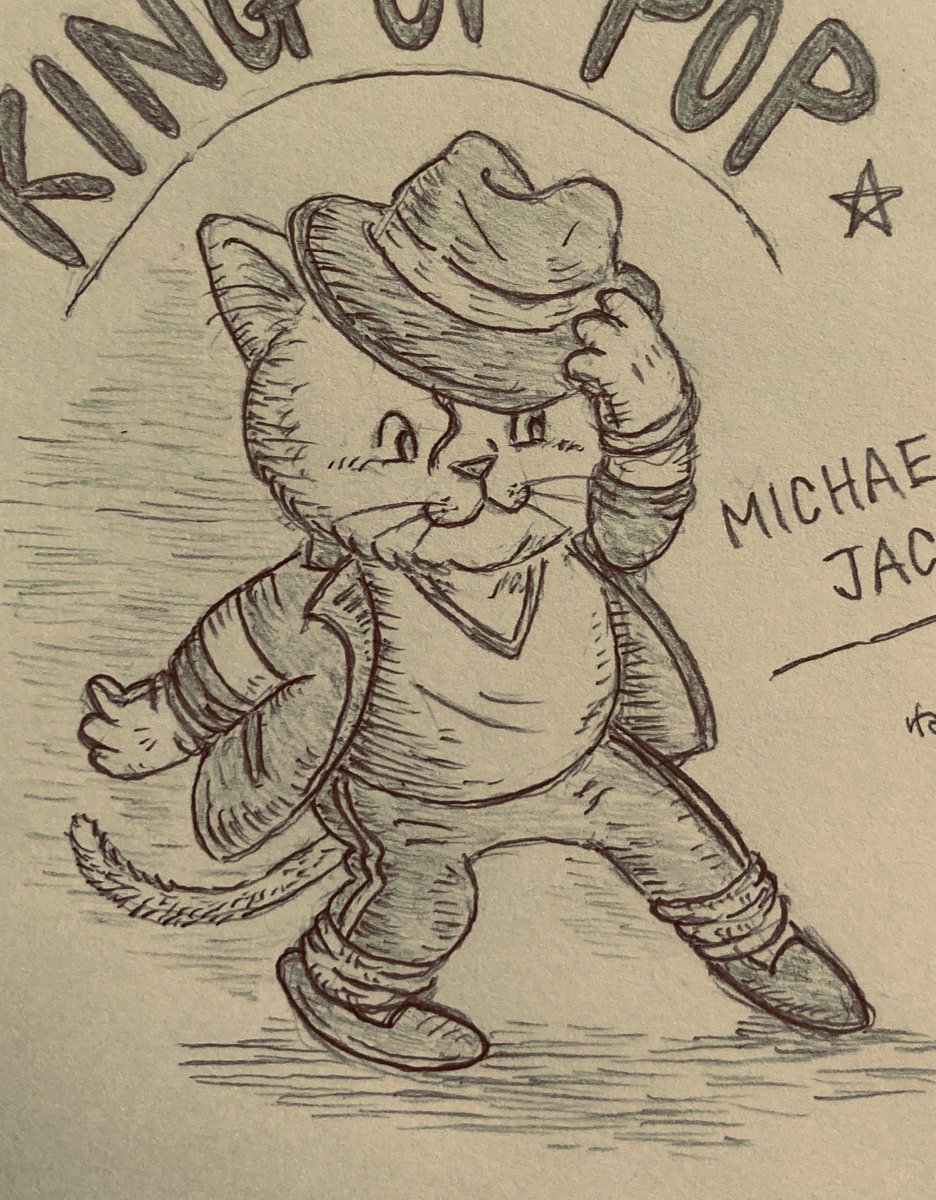 ねこしんぶん 猫界のキングオブポップ マイケルジャクソン みんなの永遠のスーパースターだね X イラスト マイケルジャクソン Michaeljackson 猫 アナログイラスト Kingofpop