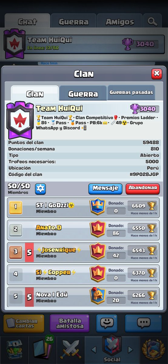 THuiQui's tweet photo. [#THQ #ClashRoyale]

Terminamos la temporada en el puesto 59🇵🇪 
La próxima temporada se viene con más fuerza 💪

Felicitamos a los jugadores que quedaron en el TOP3 del clan🤑
🥇 @GoDzzYYY $8💵
🥈 @Djesus_aas  $5💵
🥉 @Josenrique95  $5💵

#GoHuiQui
#SimplementeDiferentes https://t.co/FC0FGDNGsC