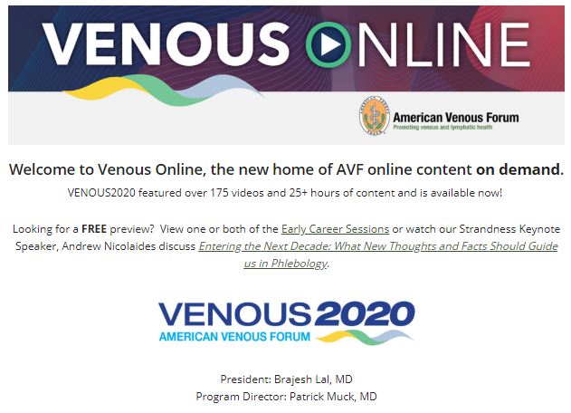 Brajesh K Lal (@brajeshklal) on Twitter photo The American Venous Forum presents Venous Online 2020 featuring key videos available online. A tremendous amount of work is being done by AVF volunteers, staff and our management services to bring you a truly exceptional educational experience. @VeinForum veinforum.org/venous-online/ The American Venous Forum presents Venous Online 2020 featuring key videos available online. A tremendous amount of work is being done by AVF volunteers, staff and our management services to bring you a truly exceptional educational experience. @VeinForum veinforum.org/venous-online/