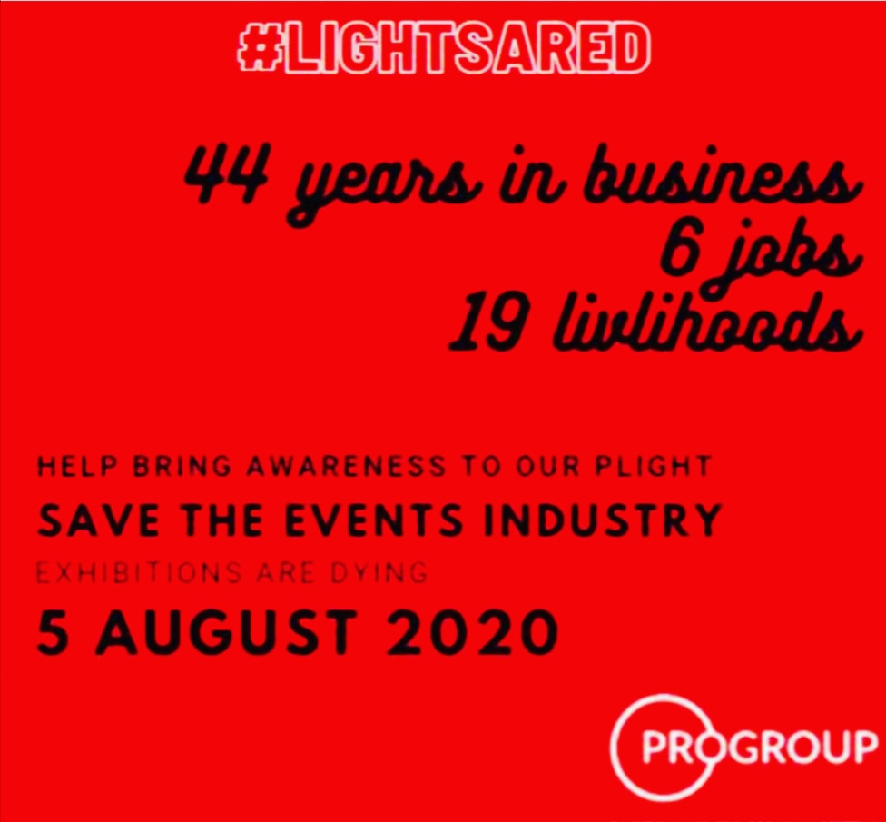 Progroup_M's tweet photo. Join our plight and light something red on the 5th August 2020 to raise awareness to the dying events industry, take a pic of the object illuminated, post on social media and tag #LIGHTSARED #progroup #exhibitions #conferences #events https://t.co/p0J7wu1l4p