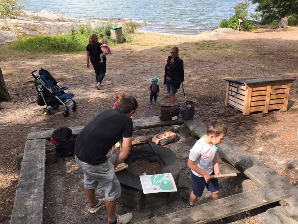 When we went to Stockholm a few years ago, a friend took us to a cool little camp area by a lake in some nearby woods - it had a basic fire-pit surrounded by benches, and a big box full of chopped wood.